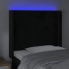 Cabeceira de cama c/ luzes LED veludo 83x16x118/128 cm preto 4
