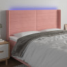 Cabecero con LED de terciopelo rosa 203x16x118/128 cm 1
