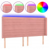 Cabeceira de cama c/ luzes LED veludo 203x16x118/128 cm rosa 2