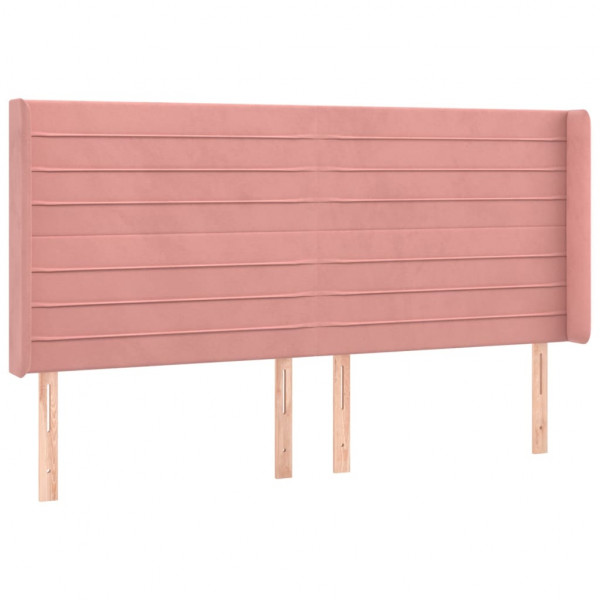 Cabecero con LED de terciopelo rosa 203x16x118/128 cm M 3
