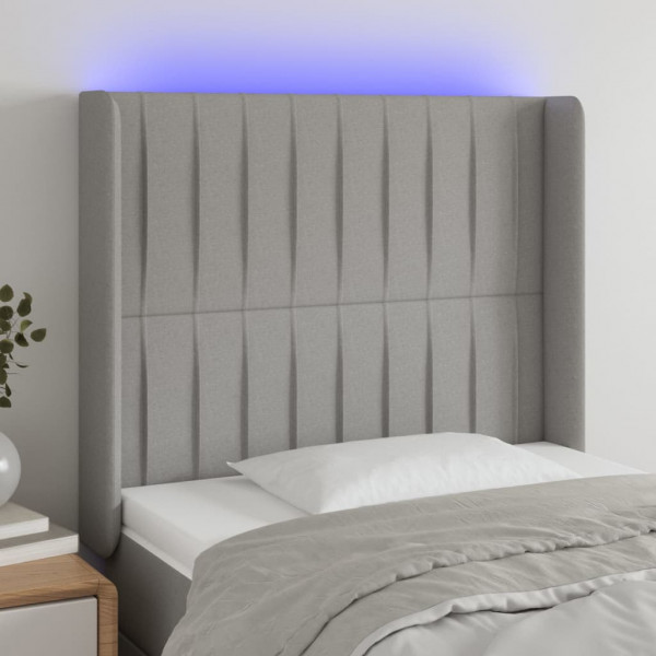 Cabecero con LED de tela gris claro 83x16x118/128 cm D