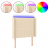 Cabeceira de cama c/ luzes LED tecido 83x16x118/128cm cor creme 2