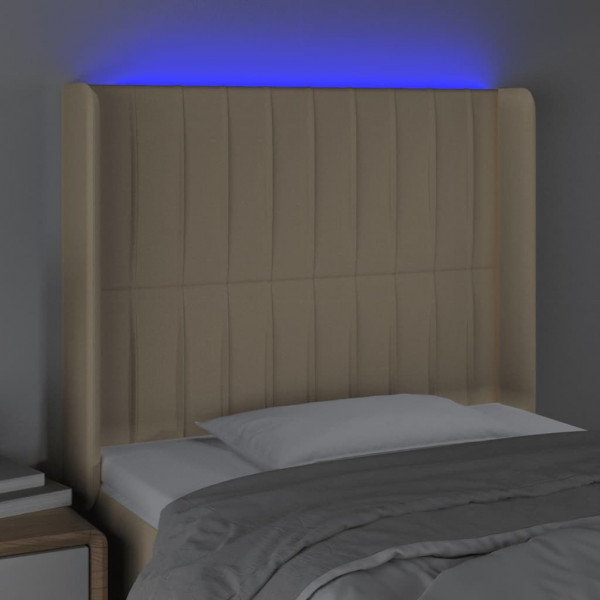 Cabecero con LED de tela color crema 83x16x118/128 cm M 4