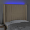 Cabecero con LED de tela color crema 83x16x118/128 cm 4