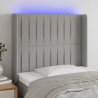 Cabeceira cama c/ luzes LED tecido 93x16x118/128 cm cinza-claro 1