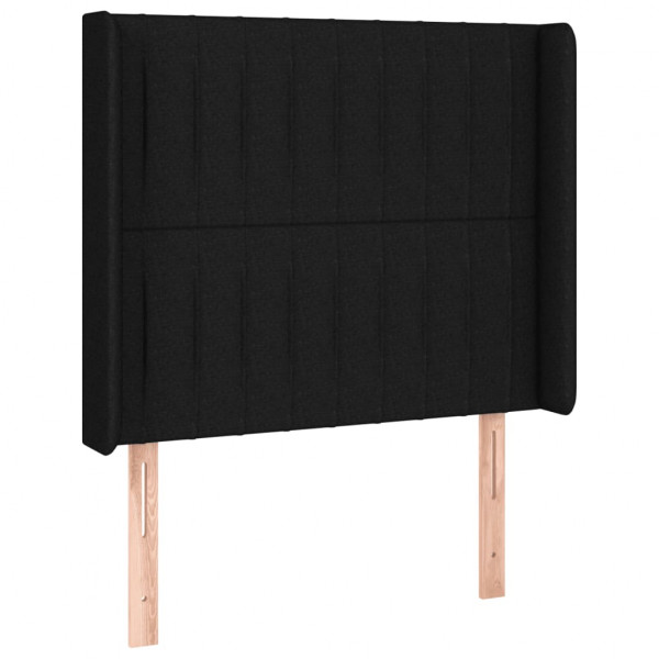 Cabeceira de cama c/ luzes LED tecido 103x16x118/128 cm preto M 3