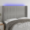 Cabecero con LED de tela gris claro 147x16x118/128 cm 1