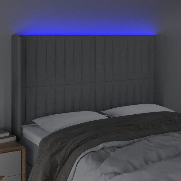 Cabecero con LED de tela gris claro 147x16x118/128 cm M 4