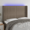 Cabeceira cama c/ LED tecido 147x16x118/128cm cinza-acastanhado 1