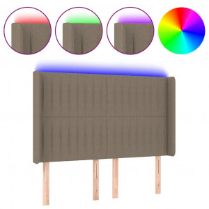 Cabecero con LED de tela gris taupe 147x16x118/128 cm H