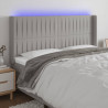 Cabecero con LED de tela gris claro 163x16x118/128 cm 1