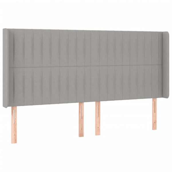 Cabeceira cama c/ luzes LED tecido 163x16x118/128cm cinza-claro M 3