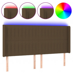 Cabecero con LED de tela marrón oscuro 163x16x118/128 cm H