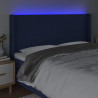 Cabeceira de cama c/ luzes LED tecido 163x16x118/128 cm azul 4