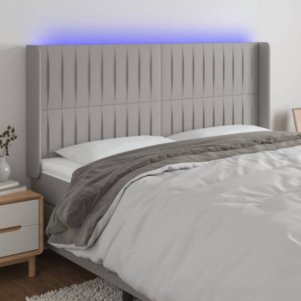 Cabecero con LED de tela gris claro 203x16x118/128 cm D