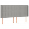 Cabeceira cama c/ luzes LED tecido 203x16x118/128cm cinza-claro 3