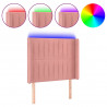 Cabeceira de cama c/ luzes LED veludo 83x16x118/128 cm rosa 2