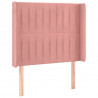 Cabeceira de cama c/ luzes LED veludo 83x16x118/128 cm rosa 3
