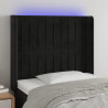 Cabecero con LED de terciopelo negro 103x16x118/128 cm 1