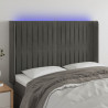Cabeceira de cama c/ LED veludo 147x16x118/128 cm cinza-escuro 1