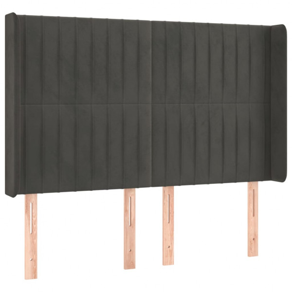 Cabecero con LED de terciopelo gris oscuro 147x16x118/128 cm M 3