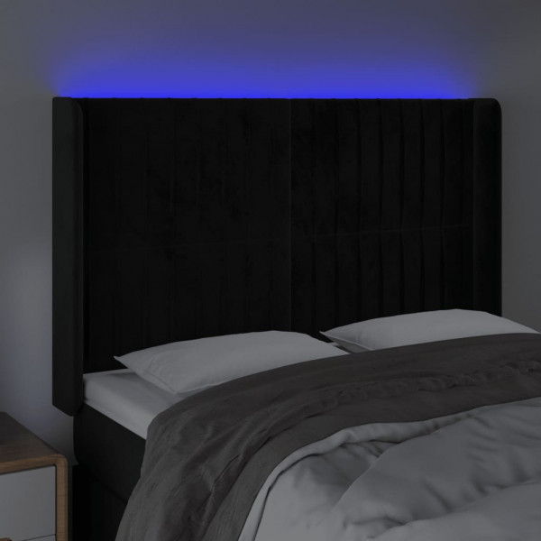 Cabecero con LED de terciopelo negro 147x16x118/128 cm M 4