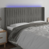 Cabeceira cama c/ luzes LED veludo 183x16x118/128cm cinza-claro 1
