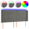 Cabecero con LED de terciopelo gris claro 183x16x118/128 cm 2
