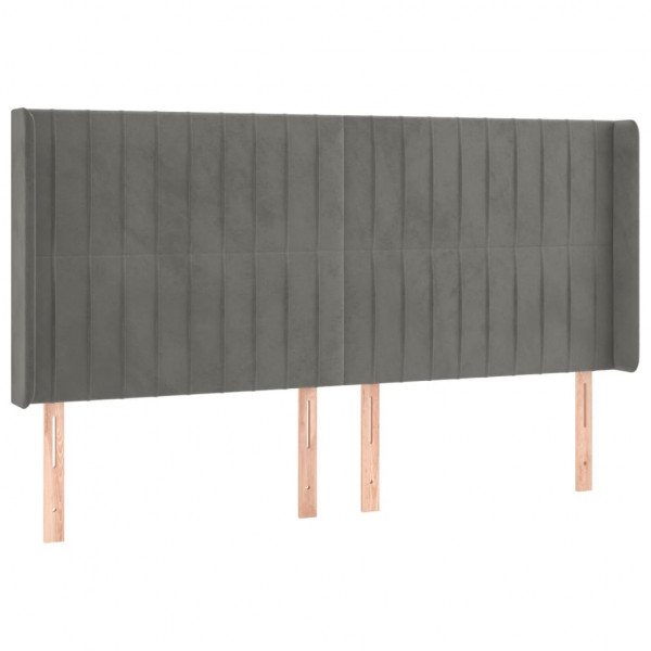 Cabecero con LED de terciopelo gris claro 183x16x118/128 cm M 3