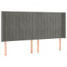 Cabecero con LED de terciopelo gris claro 183x16x118/128 cm 3