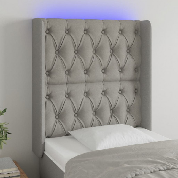 Cabecero con LED de tela gris claro 83x16x118/128 cm D