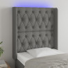 Cabecero con LED de tela gris oscuro 83x16x118/128 cm 1