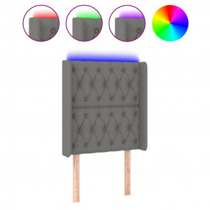 Cabecero con LED de tela gris oscuro 83x16x118/128 cm H