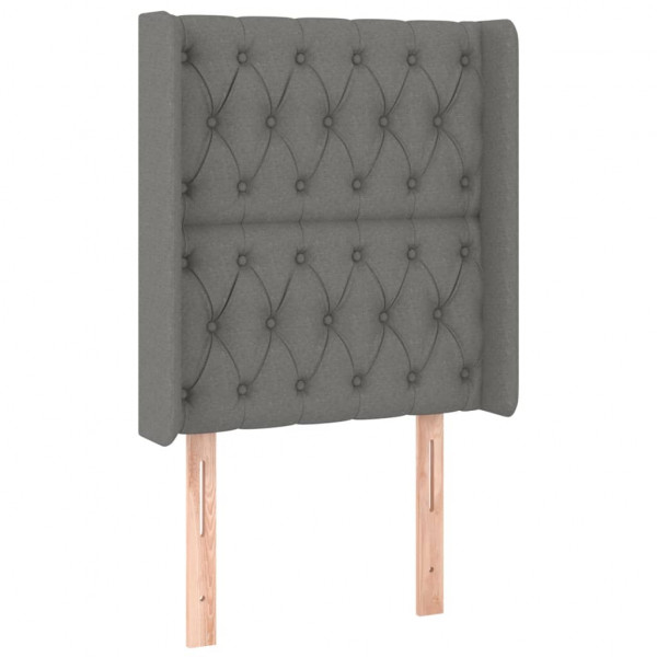 Cabeceira cama c/ luzes LED tecido 83x16x118/128cm cinza-escuro M 3
