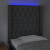 Cabecero con LED de tela gris oscuro 83x16x118/128 cm 4