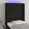 Cabecero con LED de tela negro 83x16x118/128 cm 1