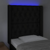 Cabecero con LED de tela negro 83x16x118/128 cm 4