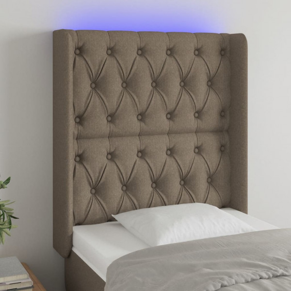 Cabecero con LED de tela gris taupe 83x16x118/128 cm D