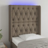 Cabecero con LED de tela gris taupe 83x16x118/128 cm 1