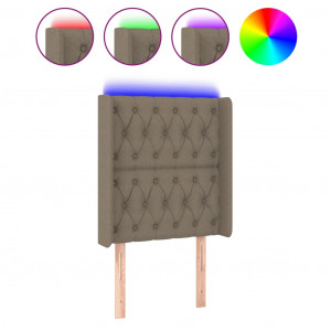 Cabeceira cama c/ LED tecido 83x16x118/128 cm cinza-acastanhado H