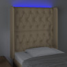 Cabeceira de cama c/ luzes LED tecido 83x16x118/128cm cor creme 4