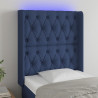Cabecero con LED de tela azul 83x16x118/128 cm 1