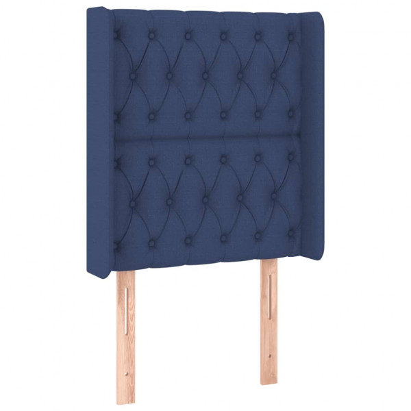Cabeceira de cama c/ luzes LED tecido 83x16x118/128 cm azul M 3