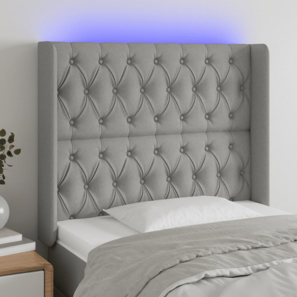 Cabecero con LED de tela gris claro 93x16x118/128 cm D