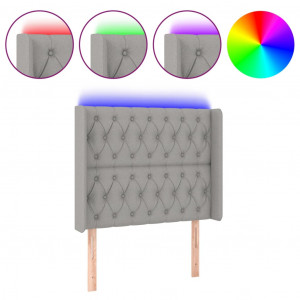 Cabecero con LED de tela gris claro 93x16x118/128 cm H