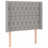 Cabeceira cama c/ luzes LED tecido 93x16x118/128 cm cinza-claro 3