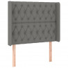 Cabeceira de cama c/ LED tecido 93x16x118/128 cm cinza-escuro 3