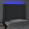 Cabecero con LED de tela gris oscuro 93x16x118/128 cm 4