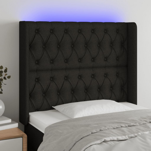 Cabecero con LED de tela negro 93x16x118/128 cm D