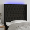 Cabecero con LED de tela negro 93x16x118/128 cm 1